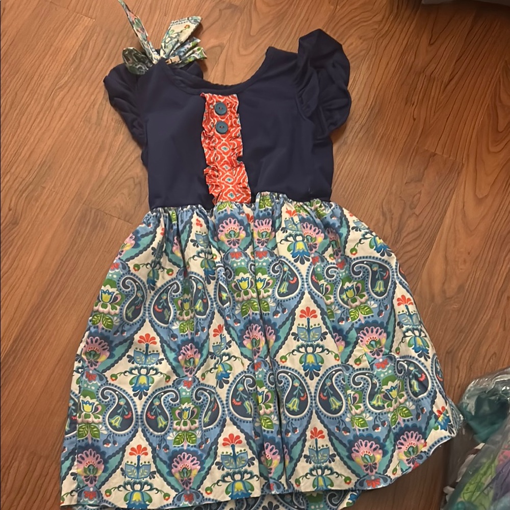Navy and Multicolor Kids Dress